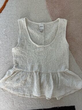 Maeve Cream Textured Peplum Tank